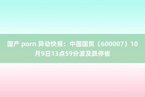 国产 porn 异动快报：中国国贸（600007）10月9日13点59分波及跌停板