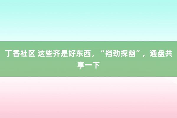 丁香社区 这些齐是好东西，“裆劲探幽”，通盘共享一下