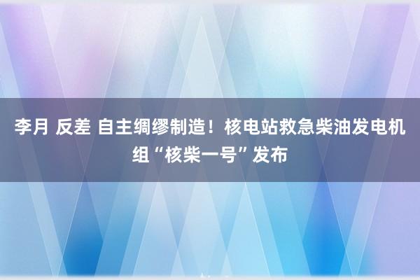 李月 反差 自主绸缪制造！核电站救急柴油发电机组“核柴一号”发布