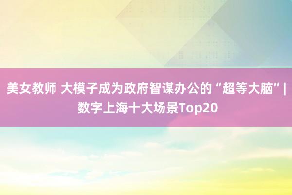 美女教师 大模子成为政府智谋办公的“超等大脑”| 数字上海十大场景Top20