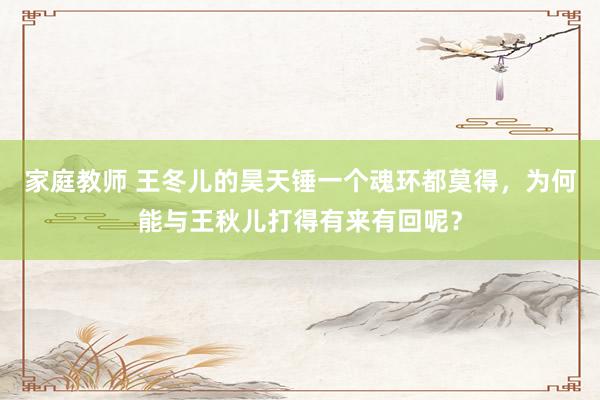 家庭教师 王冬儿的昊天锤一个魂环都莫得，为何能与王秋儿打得有来有回呢？