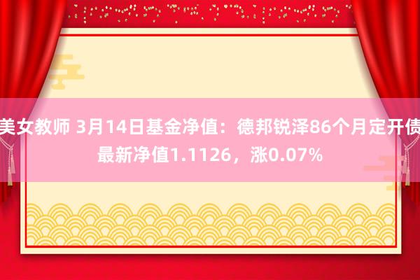 美女教师 3月14日基金净值：德邦锐泽86个月定开债最新净值1.1126，涨0.07%
