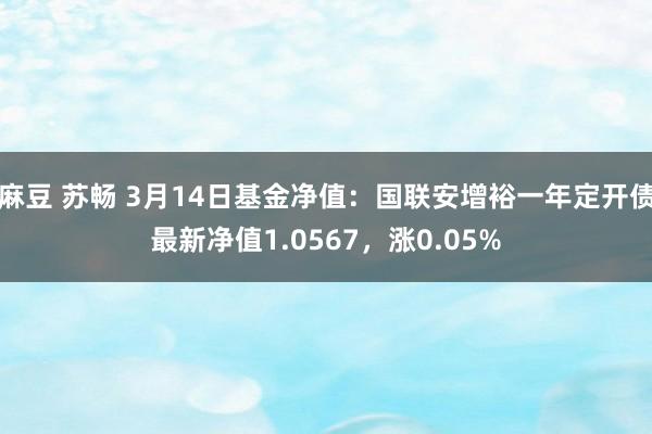 麻豆 苏畅 3月14日基金净值：国联安增裕一年定开债最新净值1.0567，涨0.05%