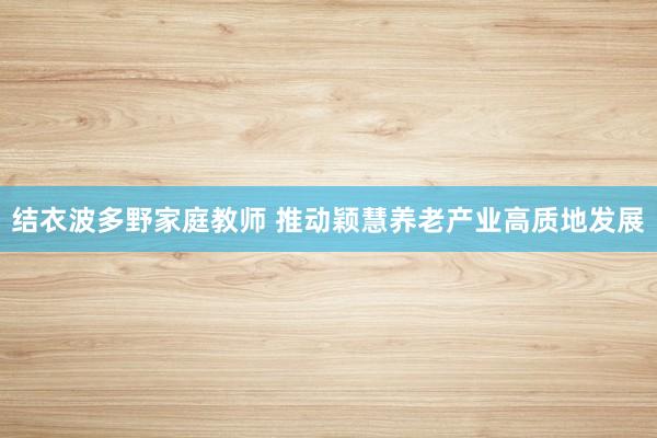 结衣波多野家庭教师 推动颖慧养老产业高质地发展