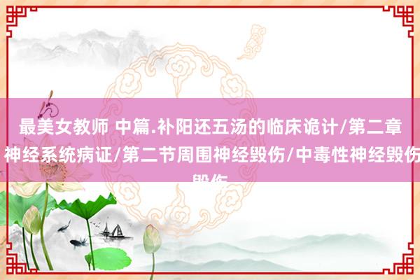 最美女教师 中篇.补阳还五汤的临床诡计/第二章 神经系统病证/第二节周围神经毁伤/中毒性神经毁伤