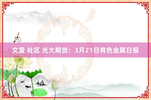 文爱 社区 光大期货：3月21日有色金属日报