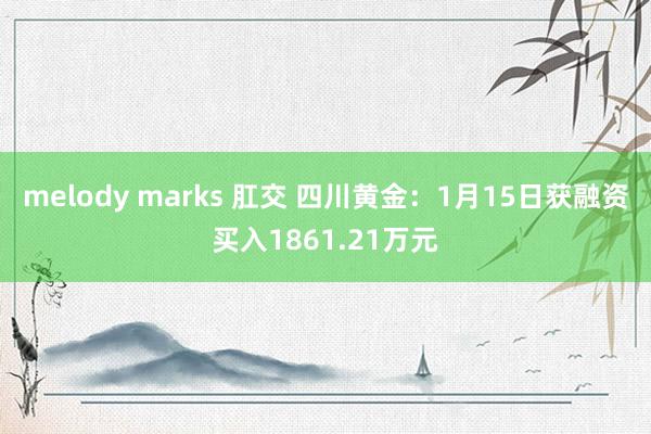 melody marks 肛交 四川黄金：1月15日获融资买入1861.21万元