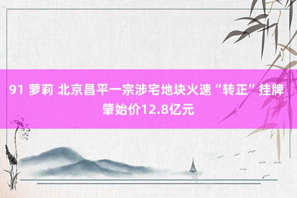 91 萝莉 北京昌平一宗涉宅地块火速“转正”挂牌 肇始价12.8亿元