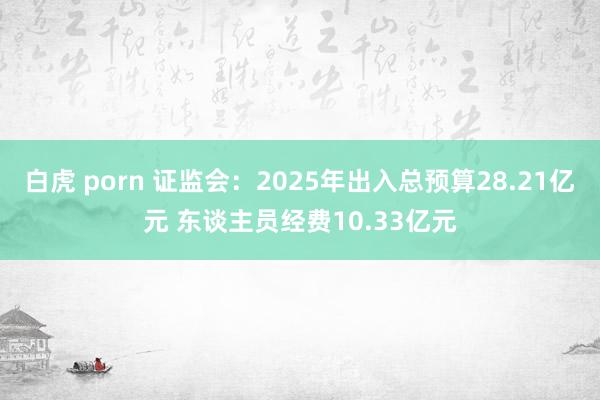 白虎 porn 证监会：2025年出入总预算28.21亿元 东谈主员经费10.33亿元