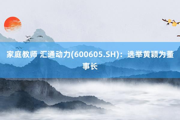 家庭教师 汇通动力(600605.SH)：选举黄颖为董事长