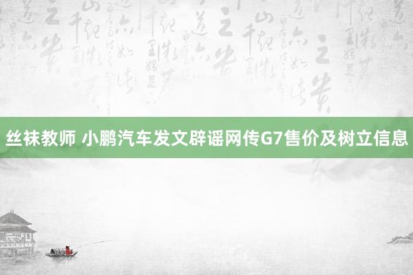 丝袜教师 小鹏汽车发文辟谣网传G7售价及树立信息