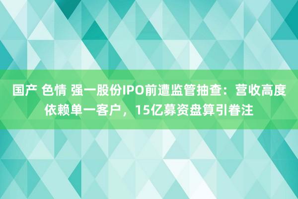 国产 色情 强一股份IPO前遭监管抽查：营收高度依赖单一客户，15亿募资盘算引眷注