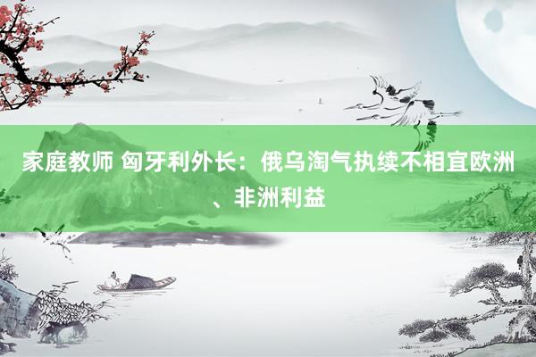 家庭教师 匈牙利外长：俄乌淘气执续不相宜欧洲、非洲利益