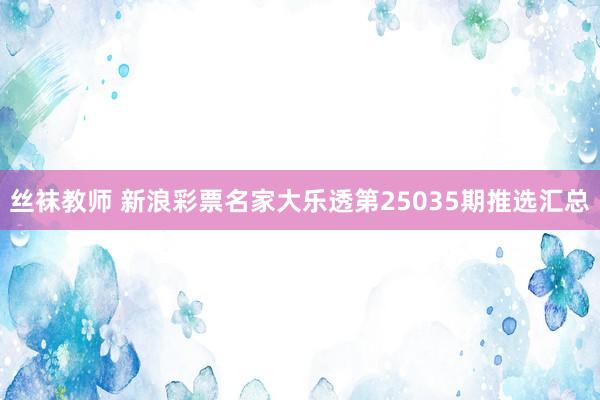 丝袜教师 新浪彩票名家大乐透第25035期推选汇总