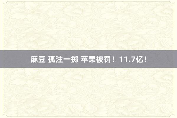 麻豆 孤注一掷 苹果被罚！11.7亿！