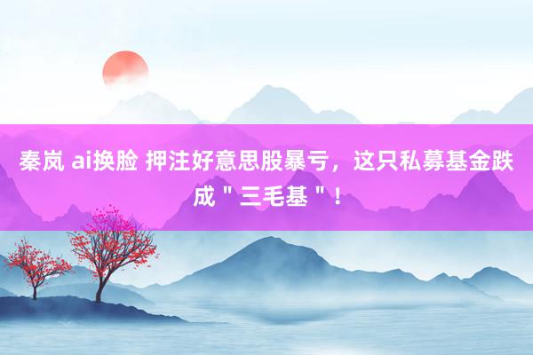 秦岚 ai换脸 押注好意思股暴亏，这只私募基金跌成＂三毛基＂！