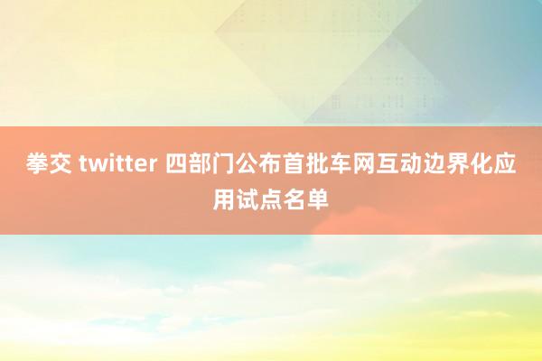 拳交 twitter 四部门公布首批车网互动边界化应用试点名单