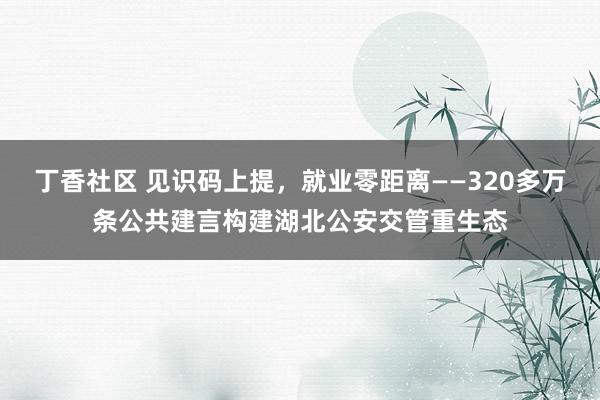 丁香社区 见识码上提，就业零距离——320多万条公共建言构建湖北公安交管重生态
