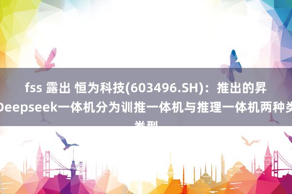 fss 露出 恒为科技(603496.SH)：推出的昇腾Deepseek一体机分为训推一体机与推理一体机两种类型