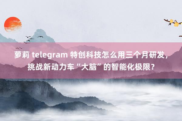萝莉 telegram 特创科技怎么用三个月研发，挑战新动力车“大脑”的智能化极限？