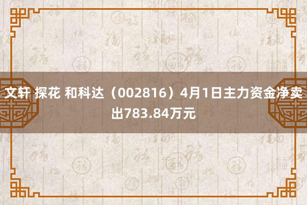 文轩 探花 和科达（002816）4月1日主力资金净卖出783.84万元