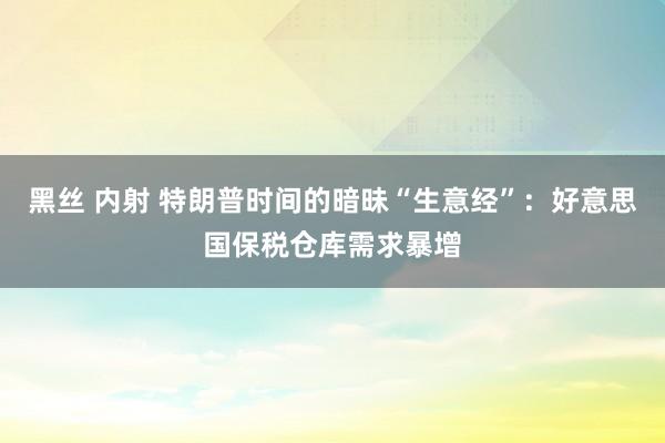 黑丝 内射 特朗普时间的暗昧“生意经”：好意思国保税仓库需求暴增