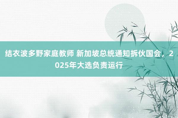 结衣波多野家庭教师 新加坡总统通知拆伙国会，2025年大选负责运行