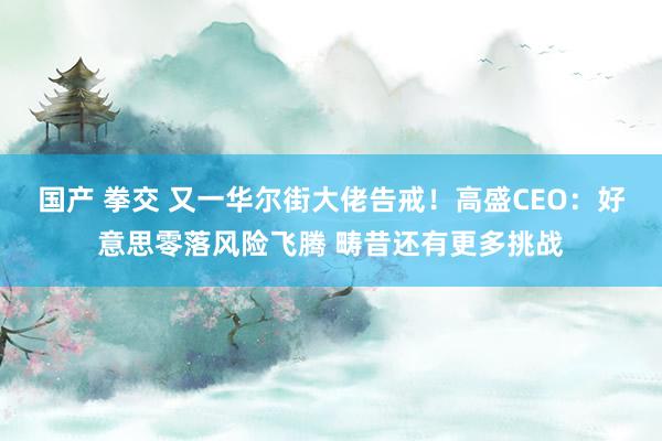 国产 拳交 又一华尔街大佬告戒！高盛CEO：好意思零落风险飞腾 畴昔还有更多挑战