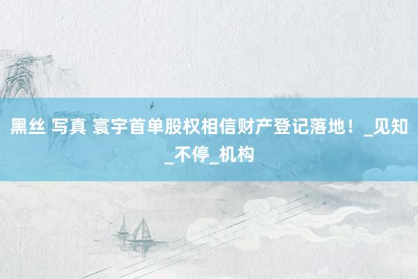 黑丝 写真 寰宇首单股权相信财产登记落地！_见知_不停_机构
