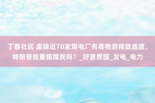 丁香社区 废除近70家煤电厂有毒物资排放适度，特朗普能重振煤炭吗？_好意思国_发电_电力