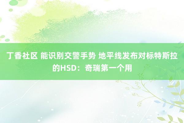 丁香社区 能识别交警手势 地平线发布对标特斯拉的HSD：奇瑞第一个用