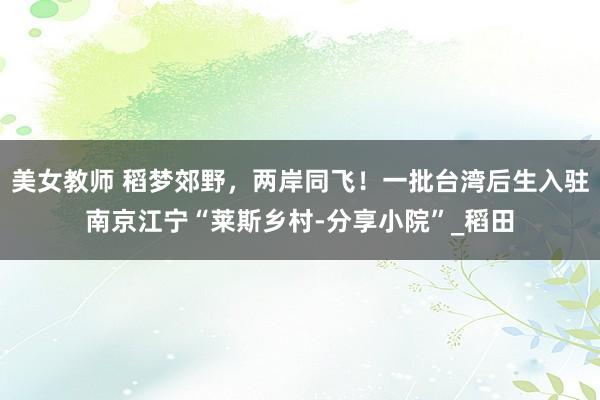 美女教师 稻梦郊野，两岸同飞！一批台湾后生入驻南京江宁“莱斯乡村-分享小院”_稻田